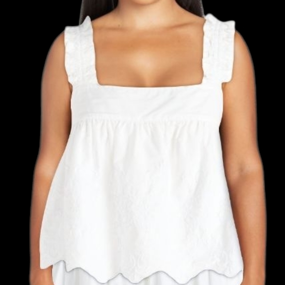 Free Assembly Sleeveless Eyelet Top Vivid White Size Large